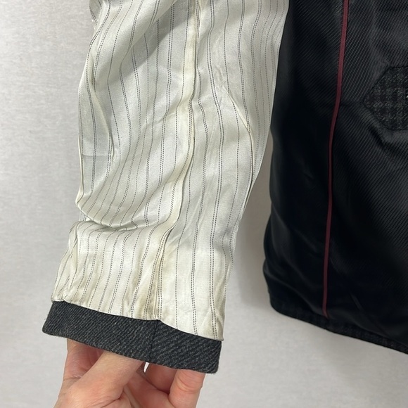 Express Photographer Fitted Wool Blend Mixed Pattern Gray Blazer Mens Size 38R - Picture 13 of 15